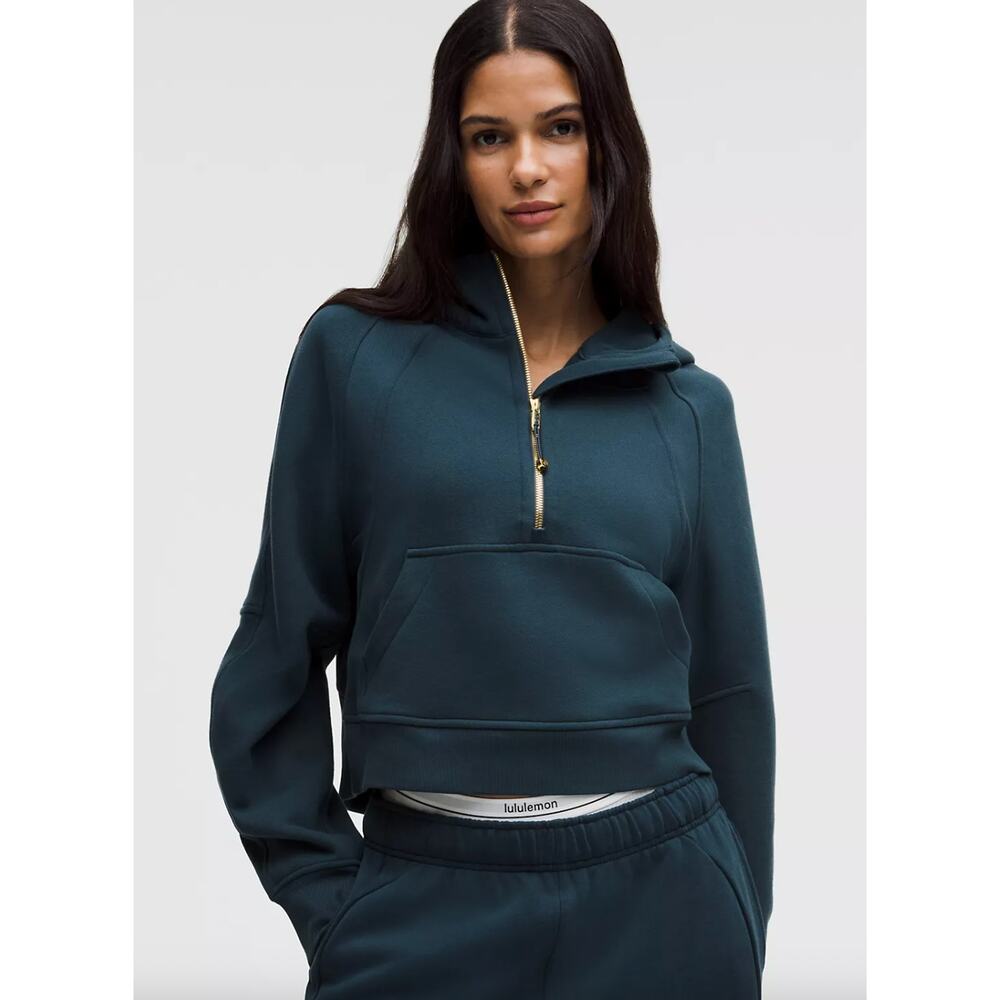 NWT Lululemon Scuba Oversized Half-Zip Hoodie Blue & Gold Active Size XS/S